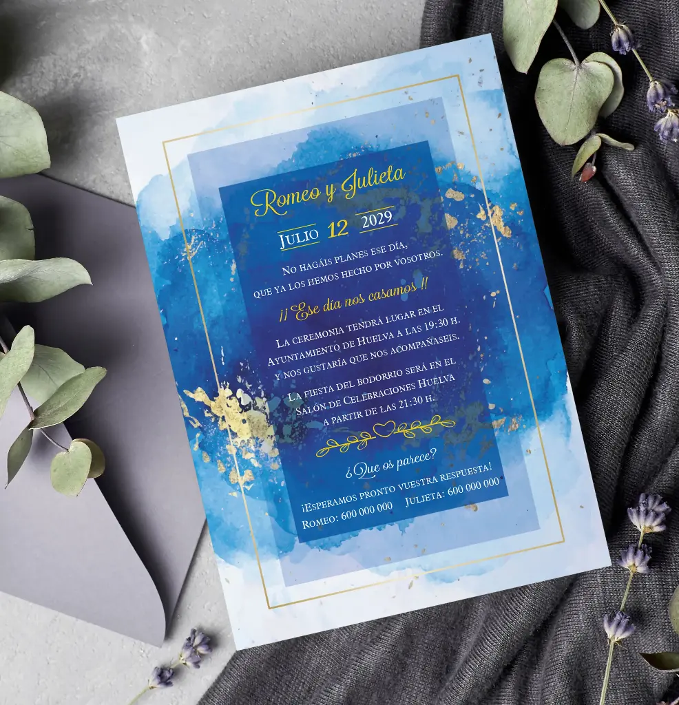INVITACIONES DE BODA 51037 - INVITACIONES DE BODA ACUARELA