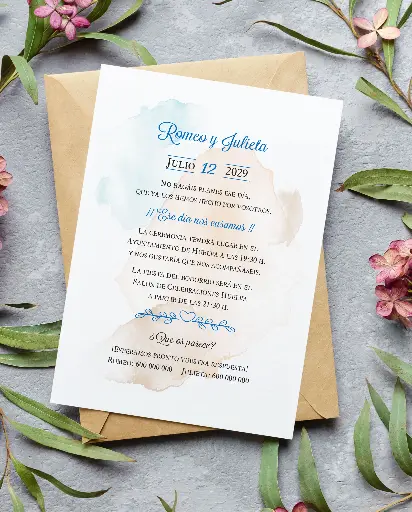 INVITACIONES DE BODA 51042 - INVITACIONES DE BODA ACUARELA
